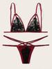 2020 Europeu e Americano Novo Amazon Hot Wine Red Lace Cinta de três pontos Sexy Underwear Venda Quente