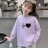 Camiseta Infantil de Manga Longa, Nova Roupa de Primavera, Camiseta Básica Branca para Meninas, Algodão Puro, Roupa de Baixo Soltinha para Crianças de Meia-Idade e Grandes, Top com Gola Redonda