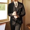 Vestido Boda Traje de Novio Estilo Coreano Adolescente Cuello con Hebilla Negocios Casual Traje de un Botón Traje de Tres Piezas