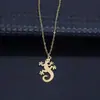 Nueva Moda Acero Inoxidable Animal Lagarto Colgante Collar Joyería Personalizada Transfronterizo Más Vendido Cadena de Clavícula Accesorios Venta al por Mayor