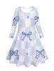 Amazon Europeo y Americano Vestido para Niñas con Impresión Digital 3D Cuadros Tartán Lunares Dulce Casual de Manga Larga Vestido de Princesa