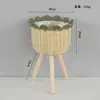 Estante para Plantas y Flores de Ratán de Pie para Sala de Estar de Madera Maciza Cesta de Flores Tejida para Balcón Estante de Almacenamiento para Plantas Verdes Transfronterizo