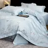 Conjunto de cuatro piezas de algodón de fibra larga de alta calidad, grado maternal e infantil, estampado y bordado con exquisitos diseños florales, algodón puro, conjunto de estilo elegante