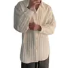 Camisa de manga larga con textura para primavera y otoño para hombre, elegante y moderna camisa de color liso con cuello de solapa, top de moda moderno para hombre