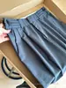 ¡SOL! Pantalones de Traje Grises de Pierna Ancha de Alta Calidad Estilo Old Money para Mujer, Nuevos Pantalones Rectos con Pinzas Primavera y Otoño 2026