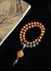 Pulsera Antigua de Sándalo de Montaña, Pulsera Antigua de Sándalo Material Barbie para Mujer, Doble Círculo Camelia Cristal Blanco Pulsera de Regalo de Año Nuevo Más Vendida