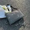 Bolsa de Pedraria Feminina 2023 Nova Moda Simples Brilhante Diamante Corrente de Ombro Transversal Bolsa Quadrada Pequena Estilo Western Versátil