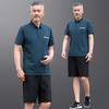 Roupa de verão para pai 40 anos e 50 anos terno esportivo de meia-idade camiseta de seda gelada masculina roupa para corrida para idosos