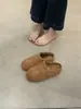 Zapatos Birkenstock de estilo coreano con punta cerrada para mujer para usar en exteriores, Nuevos estilos de zapatillas cálidas de algodón afelpado, Medias zapatillas Birkenstock de estilo perezoso para una pierna