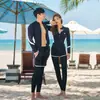 Roupa de Mergulho Coreana Casal Feminino Manga Longa Roupa de Natação Medusa Unissex Zíper Dividido Calças com Proteção Solar Roupa de Snorkel