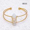 Venda Quente Transfronteiriça Cristal Natural Coluna Hexagonal Ponta Dupla Pulseira Abertura Ajustável Enrolamento Pulseira de Seda Joias Atacado