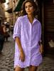 Camisa de primavera y verano transfronteriza europea y americana 2024 de Amazon, color sólido, cuello holgado, bordado, talla grande, para mujer