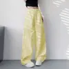 Calça casual de perna larga com microplissados, verão, ultrafina, secagem rápida, cintura alta, corte tipo perna de banana, disfarça imperfeições, versátil, comprida, calça para ar condicionado