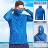 Fábrica Especializada en Suministrar Ropa de Protección Solar Transpirable de Seda de Hielo Ultra Delgada con Cubierta Facial Camuflada para Hombres para Pescar en Verano