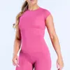 DFYN Camiseta deportiva de manga corta sin costuras estilo europeo y americano, ultrafina, alta elasticidad, cuello redondo, para yoga, running, deportes, fitness