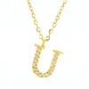 En Stock al por Mayor Colgante Alfabeto de 26 Letras con Diamantes de Acero Inoxidable Europeo y Americano Cadena para Clavícula Collar de Acero de Titanio para Mujeres