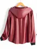 Jaqueta Casual de Couro com Capuz de Comprimento Médio Feminina Transfronteiriça, Novo Estilo Outono e Inverno, Elegante Casaco de Couro
