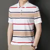 2024 Verano Nueva Camisa Polo Ligera de Negocios Camiseta de Alta Calidad para Hombre con Rayas Marca Americana de Moda Cuello