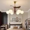 Araña Retro Americana para Sala de Estar Lámpara Minimalista Moderna para Dormitorio Lámpara de Protección Ocular de Espectro Completo con Ventilador Integrado Estilo Mediados de Siglo Nuevo