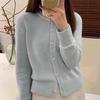 Chaqueta Suéter con Perlas de Cuello Fragante Estilo Francés para Mujer en Otoño e Invierno con Cardigan de Punto Exterior Suave y Ceroso para Mujer