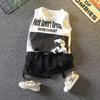 Chaleco para Niños Traje Guapo Verano 2025 Nuevo Bebé Niño Algodón Sin Mangas Traje Pantalones Cargo Niños Ropa de Verano