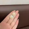 Brincos quadrados geométricos coloridos estilo coreano com incrustação de diamantes, sereia Ji Zhu, design de nicho da moda, joia de orelha versátil