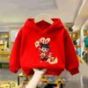 Roupa Nezha fato de moletom vermelho novo roupas de Ano Novo infantis tendência de moda bonito outono e inverno fato de roupa infantil