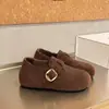 Zapatos Casuales de Lana Forrados de Felpa para Mujer 2026 Otoño/Invierno Nuevos Cálidos Sin Cordones Hebilla Metálica Mocasines Casuales Retro Zapatos de Algodón