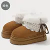 Chinelos Femininos de Algodão com Salto, Botas de Neve Casuais para Uso Externo, Confortáveis e Quentes, Forradas com Lã, Sola Grossa, Aumentam a Altura, Atacado