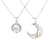 Collar de pareja de media luna solar de estilo popular para hombres y mujeres en Internet, cadena de clavícula con costuras a juego, regalo de San Valentín.