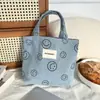 Bolso Retro de Pana con Cara Sonriente, Bolso de Viaje Moderno y Sencillo, Lonchera Linda Estilo Japonés para Mujer, Bolso de Mano para Exteriores