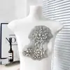 Parche de Tela de Lentejuelas Plateadas y Perlas de Alta Resistencia Moda Hecho a Mano DIY Ropa de Mujer Vestido Camisa Chaqueta Flor Decorativa