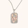 Moda Clásica Versátil Transfronteriza Europea y Americana Colgante Acero Inoxidable Chapado en 18K Goteo de Aceite Diamante Completo Constelación Cuadrado Colorido Collar