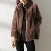 Abrigo de invierno para mujer, engrosado con forro polar, forro polar de coral de doble cara, cuello alto, sudadera cálida, cárdigan elegante, top de forro polar con cremallera
