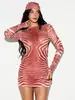 Vestido de malla transparente con estampado de tigre, superventas transfronterizo europeo y americano para mujer, corte ajustado, que realza la figura, vestido bodycon estilo chica playera sexy