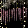 Suministros para decoración navideña: Colgantes de hielo triturado transparentes de colores, 12 piezas, decoraciones colgantes de cono de hielo transparentes acrílicas