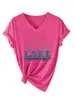 Lléveme al Lago Amazon Ebay Sitio Independiente Camiseta Casual Versátil de Manga Corta con Cuello en V para Mujer