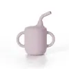 Taza de Silicona Anti-Caídas con Popote Taza de Aprendizaje para Bebé Taza de Agua para Niños Taza con Asa de Bebida Directa Taza para Leche y Jugos A Prueba de Fugas Listo para Enviar
