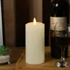 Accesorios personalizados para fiesta de bodas vela electrónica LED cilíndrica simulación vela de bala plana lisa luz ambiental