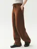 Pantalones de cachemir relajados y casuales con cordón, pantalones de pierna ancha para mujer, pantalones largos de punto con caída fluida, pantalones casuales