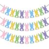 10 piezas decoración de fiesta temática de Pascua transfronteriza banderín de conejo macarrón con pompón flor de pompón venta al por mayor personalizado