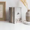 Adornos de libros falsos simples y rústicos en tonos tierra, libros de imitación modelo delgado para decoración del hogar, decoraciones de libros decorativas estilo revista