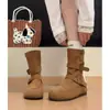 Botines Cortos Retro Birkenstock Nuevos para Mujer Otoño/Invierno con Aumento Oculto de Altura, Uso Bidireccional, Botas tipo Martens, Color Maillard, Suela Plana, Botines Caídos