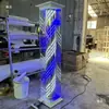 Luz Rotatoria LED para Salón de Peluquería Peluquería Barbería Caja de Luz Rotatoria Cuadrada Montada en Pared de Pie Doble Uso Vidrio Templado