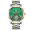 Reloj de negocios de moda suizo TEVISE, reloj mecánico para hombre, resistente al agua, con correa de acero Tourbillon, reloj multifuncional para hombre.