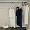 Conjunto Y.JIA Yijia Estilo Preguiçoso de Verão Regata Básica Sem Mangas + Calça Casual Reta de Cintura com Cordão Conjunto 9199