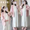 Ropa de maternidad para otoño e invierno, estilo nuevo dulce y holgado, vestido camisola de punto, estilo casual, cárdigan suéter, conjunto de dos piezas de moda para mamá