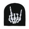 Gorro de lana con forma de hueso para Halloween, otoño e invierno, estilo hip hop, punk, callejero, cálido, de punto, para el frío, para hombre