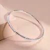 Pulsera Cerrada con Patrón de Bambú para Mujer, Diseño de Nicho, Superficie Lisa, Finamente Elaborada, Anillo Sólido Único, Chapada en Plata 999, Regalo para Novia