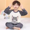 2026 Nuevos Pijamas de Franela para Niños Otoño e Invierno Cálido Más Terciopelo Niñas Niños Medianos y Grandes Conjunto de Forro Polar de Coral para Niñas